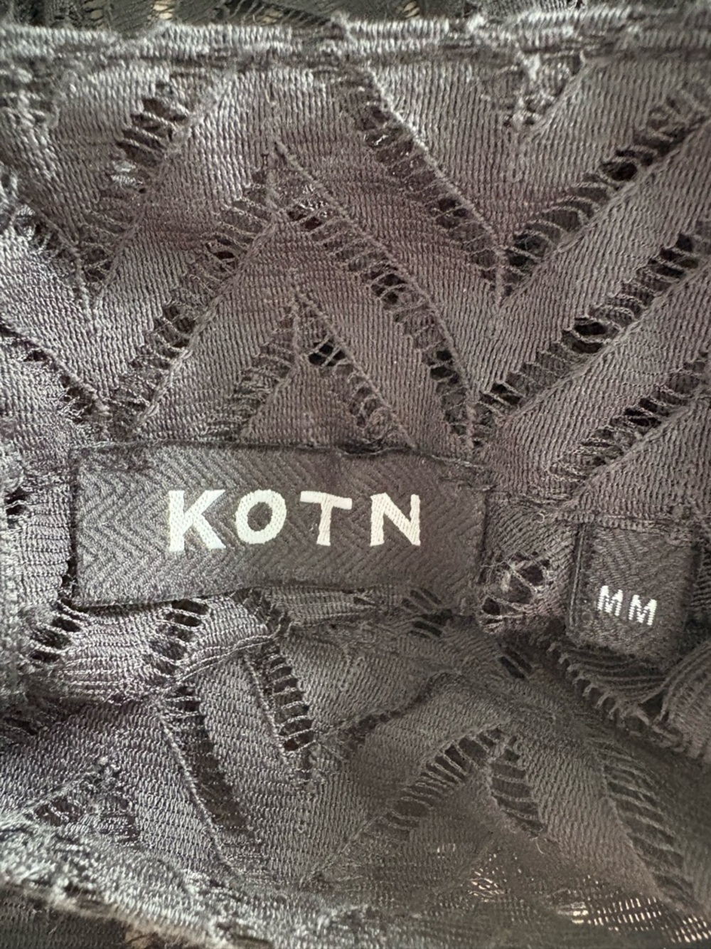 KOTN Black Sheer Chevron Long-Sleeve Top - Picture 8 of 8